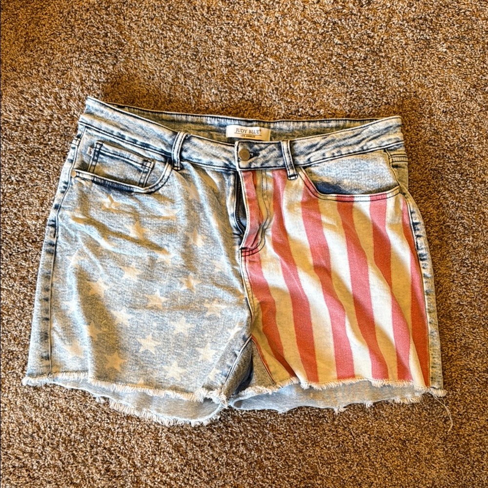Judy Blue American Flag Distressed Denim Shorts - 2XL